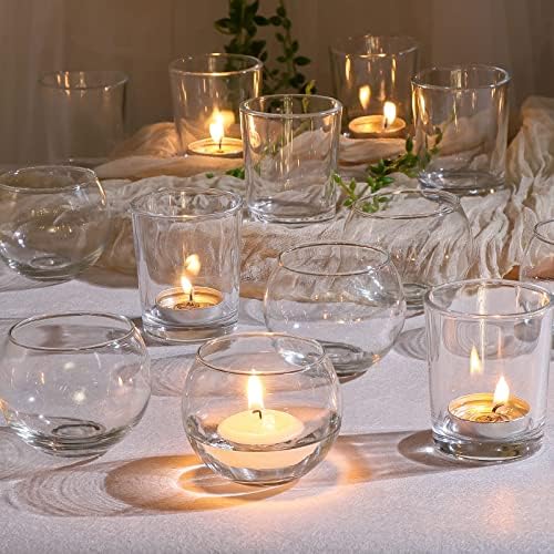 DEVI Clear Glass Votive Candle Holders, Wedding Centerpieces for Tables by DEVI
