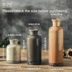 Ceramic Vase Set of 3, Neutral Flower Vases Home Decor, Pottery Rustic Farmhouse Decorative Vases Modern Decor for Table Mantel Entryway Bookshelf Living Room Kitchen Bedroom - Brown - Image 2