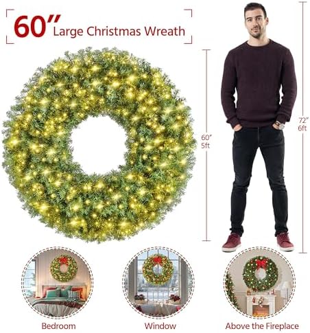 Yaheetech 60in Large Artificial Christmas Wreath - Image 2