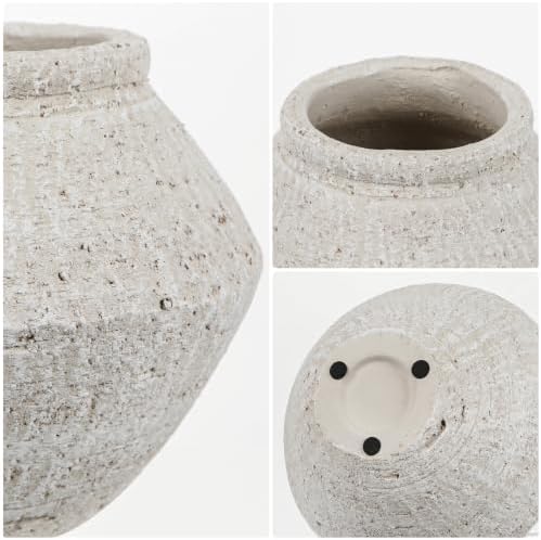 Briful Rustic Ceramic Vase 6'' Decorative Farmhouse Table Vase, Off White - Image 6