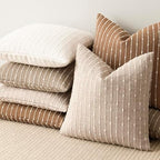 Foindtower Decorative Striped Boucle Throw Pillow Cover 20x20 Rust Tobacco - Image 7