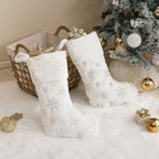 CARAKNOTS White Christmas Stockings 5 Pack, Large Faux Fur Silver Snowflake - Image 5