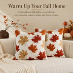 Embroidered Fall Throw Pillow Covers,18x18 Inch Set of 2 - Image 2
