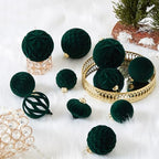 30pcs Velvet Christmas Ball Ornaments, Flocked Shatterproof Christmas Ornaments Hanging Xmas Tree Decorations Set for Home Party Holiday Decor (Multi-Size, Dark Green) - Image 5