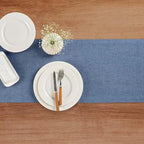 Solino Home 100% Linen Table Runner Blue Denim Woven, Athena 14 x 72 in - Image 3