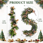 Riceshoot 6ft Christmas Garland for Mantle, Silver Sequin Artificial Pine - Image 2