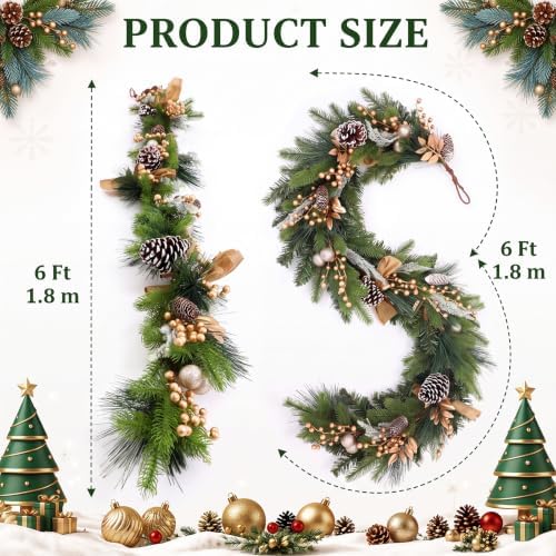 Riceshoot 6ft Christmas Garland for Mantle, Silver Sequin Artificial Pine - Image 2