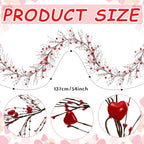 Valentine's Day Garland with 30 Fairy Lights 4.5ft Pip Berry Decorative Berry Blossom with Hearts LED Christmas Lights Garland for Valentine's Day Wedding Party - Image 2