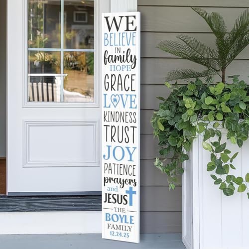 Personalized Welcome Sign for Front Door, Custom Welcome Sign for Porch Outdoor Welcome Home Decorations, 48"x8" PVC Sign (Design 16) by BasicFundamentals