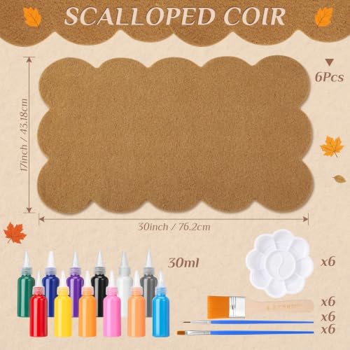 Nuanchu 6 Pcs Blank Coir Doormat Bulk Painting Kit 17x30, Scalloped - Image 3
