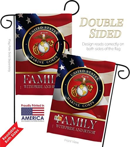US Marine Family Honor Garden Flag 2pcs Pack American Flags for Outside House Armed Forces Corps USMC Semper Fi United State American Military Veteran Retire Official Banner Small Yard Gift 13 X 18.5 - Image 3