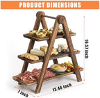 Space-Saving 3-Tier Collapsible Wooden Tray Stand – Rustic Multi-Layer Display Rack – Kitchen Counter Organizer for Food or Desserts – Sturdy, Easy-Fold Storage Shelf - Image 7