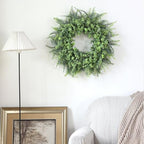 26" Artificial Eucalyptus & Boston Ferns Wreath for Front Door (Gray-Green) - Image 6