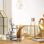 Jetec 3 Pcs Gold Mirror Vanity Tray, Glass Perfume Tray for Dresser - Image 3