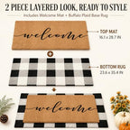 Tinideya 2 Pcs Fall Welcome Layered Doormat Set for Front Porch - Image 3
