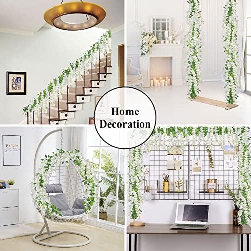 U'Artlines 15Pcs 7.2 Ft/Piece Artificial Wisteria Garland White - Image 5