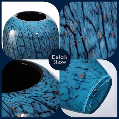 Hand Blown Glass Vase, 13.7 Inch Large Colored Decorative Vase for Home Decor, Ideal for Living Room, Dining Table, Office, Fireplace Mantel, Shelf Display & Wedding Centerpieces - Image 3
