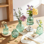 Aqua Green Glass Bud Vases Set of 24, Vintage Small Vases for Flowers Centerpieces, Table Decoration, Baby Shower, Decorative Mini Flower Vase Bulk for Holiday, Party, Bridal Shower, Home - Image 3