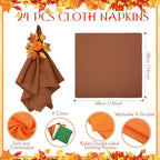LemonRoad 36 Pcs Cloth Napkins and Napkin Ring Holders, Reusable Fabric for Table Decor Banquet Holiday Dinner Party Supply(Orange,Coffee, White, Green,Fall) - Image 3