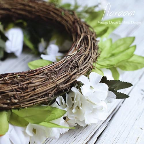 Floroom Floral Wreath, Artificial White Peony Wreath, 15"-16" Front Door Decorations Wall Decor - Image 5
