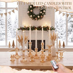 Mumufy 24 Pcs Gold Taper Candlestick Holders with Flameless Candles - Image 6