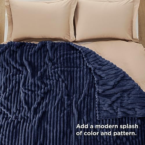 Bedsure Soft King Size Blankets for Bed Navy Blue 108"x90" - Image 6