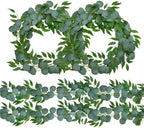 4 Pack Artificial Eucalyptus Garland with Willow Leaves Each 6.5 Feet Fake Greenery Garland Vine for Table Runner Centerpiece Stairs DIY Garlands Decor by Trimgrace
