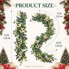 Riceshoot 6FT Christmas Garland for Mantel Fireplace, Artificial Eucalyptus Berry Garland, Rustic Farmhouse Boho Style Mantle Decor, Realistic Holiday Greenery for Xmas Party Wedding Indoor Outdoor - Image 2