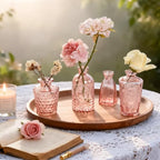 Vintage Pink Small Glass Vase Set of 24, Cute Bud Vases for Centerpiece Table Decorations, Boho Mini Vases for Flowers, Pink Clear Vase Bulk for Wedding Party Decor, Birthday, Baby Shower - Image 4