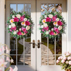 24 Inch Spring Summer Wreaths for Front Door Outside with Peony & Rose - Image 2