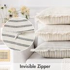 MIULEE Gray Striped Euro Decorative Throw Pillow Covers, 22x22 - Image 3