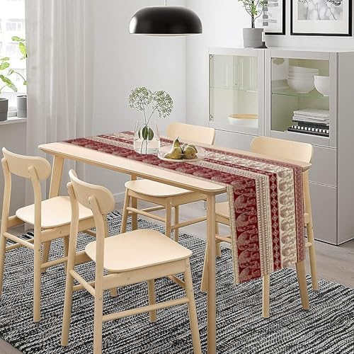 Elephant Table Runner, Red Elephant Retro Tribal Traditions Pattern for Home Kitchen Table Decor Dining Coffee Room Party Decor 13x120in - Image 4