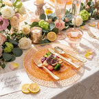 Rubtlamp 175 Pcs Plastic Dinnerware Set (25 Guests), Orange And Gold Plastic Plates, Hammered Party Plates Set Include Dinner Plates, Dessert Plates, Cups&Cutlery Set And Napkins for Wedding And Party - Image 3