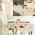 24 Pack Ivory Cheesecloth Table Runner 17"x108" Boho Gauze Fabric Table Runner Vintage Rustic Sheer Runners for Wedding Party Bridal Baby Shower Table Decorations - Image 4