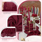 18 Pack Cheesecloth Table Runner 10FT Burgundy Red Table Runner Boho Gauze Cheese Cloth Table Runners Long Rustic Sheer Table Decorations for Wedding Party Baby Bridal Shower Birthday Holiday Home - Image 3