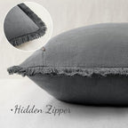 MIULEE Boho Linen Fringe Decorative Throw Pillow Covers Dark Grey 18x18 - Image 3