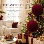 Pinkunn 4 Pcs Large Velvet Burgundy Christmas Ball Ornaments 8 Inch - Image 5