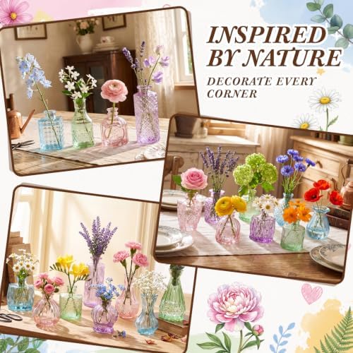 40 Pcs Colorful Glass Bud Vases for Wedding, Pastel Multicolor - Image 4