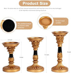 Vintage Candle Holders Set of 3 – Hand-Painted Resin Pillar Candle Stands – Antique Gold Decorative Candle Holder Set for Table Centerpiece, Mantel, Wedding, and Home Decor - Image 3
