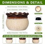Ceramic Flower Pots, 10 Inch Ceramic Planter, Beige-Brown - Image 2