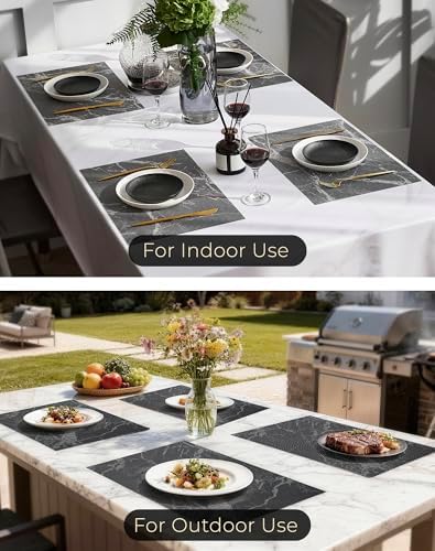 Leetaltree Woven Vinyl Placemats Set of 12,Black Marble - Image 7
