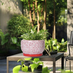 SQOWL Ceramic Planters for Indoor Plants - 10 Inch Flower Pots with Drainage Hole and Saucer, Decorative Ceramic Plant Pots, Round Large Planter Outdoor, Room Decor, Housewarming Gifts, Red and White - Image 5