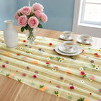 6PCS Green Floral Table Runner 10 FT, Embroidery Daisy Table Runners Seasonal Spring Summer Sheer Tulle Dining Table Decor for Home Party Birthday Decor 29x120 Inch - Image 4