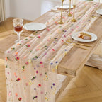 BINBE 6pcs Champagne Daisy Spring Table Runner Embroidery Gauze 10FT Florals Seasonal Tulle Holiday Birthday Kitchen Dining Table Decor for Home Party - Image 2