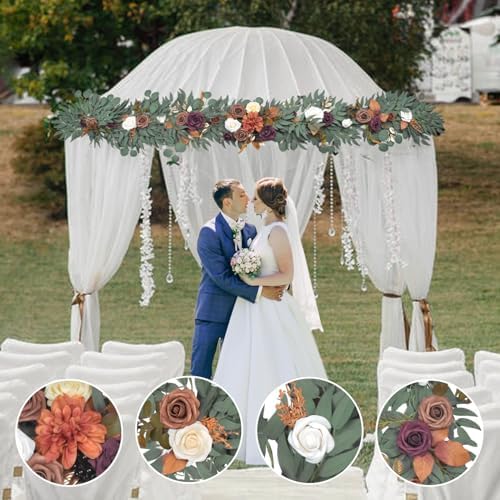 6Ft Burnt Orange Fall Artificial Flower Garland - Image 3