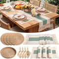 4 Sets Dining Table Decoration Boho Placemat, Green, 12x72 by Gandeer