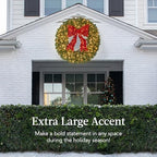 Best Choice Products 60in Large Artificial Pre-Lit Fir Christmas Wreath Holiday Accent Decoration for Door, Mantel w/Red Lighted Bow, 375 LED Lights, 930 PVC Tips, Power Plug-in - Image 2