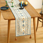 ISAENNE Designer French Linen Long Table Runner,102"x12"-Estevan A - Image 2