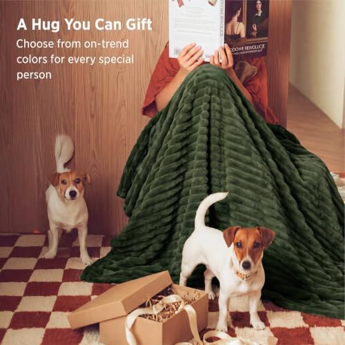 Bedsure Soft Twin Blanket for Bed Decor Gifts Olive Green 60"x80" - Image 5