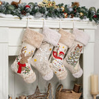 LUBOT 4 Pack Christmas Stockings Set of 4 Large Family Xmas Stocking Embroidered 20" Boho Rustic Country Farmhouse Fireplace Hanging Holiday Decor - Image 2